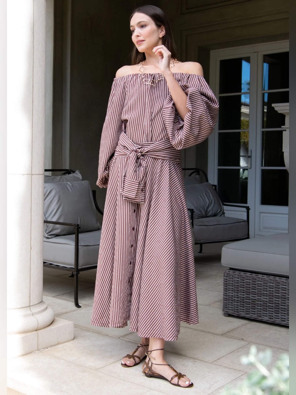 BENAAR LA striped skirt set